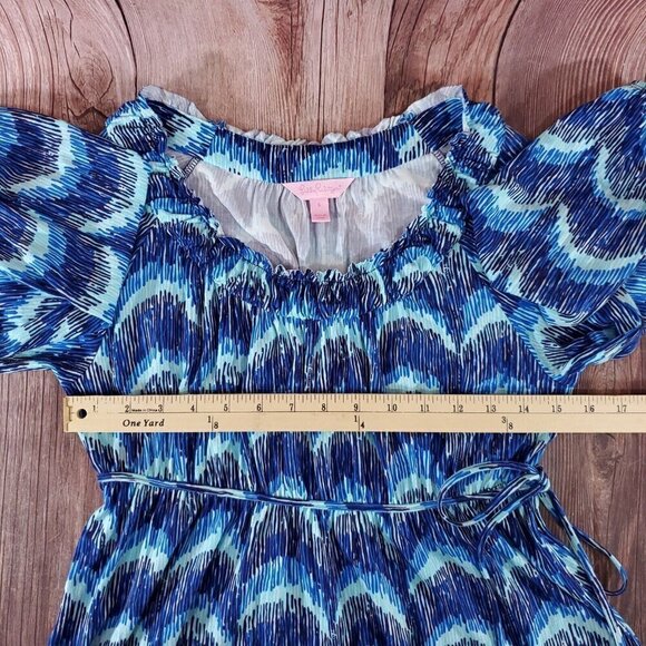 Lilly Pulitzer Womens Size Small Blue Curves Waves Tunic Top Rayon Blend 82028 - Picture 10 of 11